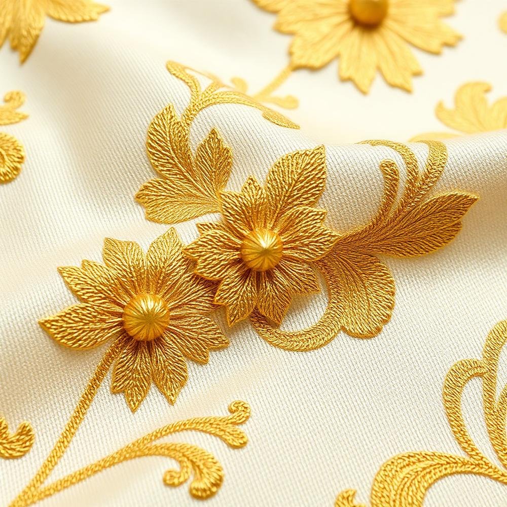 Gold brocade fabric detail